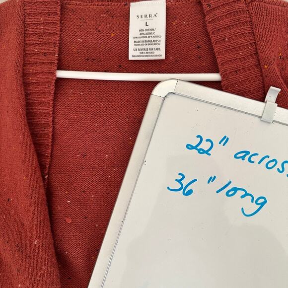 Serra Cardigan Sweater Womens LARGE Open Front Long Pockets Boho Donegal Preppy - Picture 10 of 10